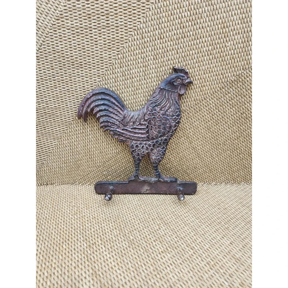 Cast Iron‎ Rooster Rustic Cottage Farmhouse Barn Decor Hat Key Coat Rack 2 Pegs